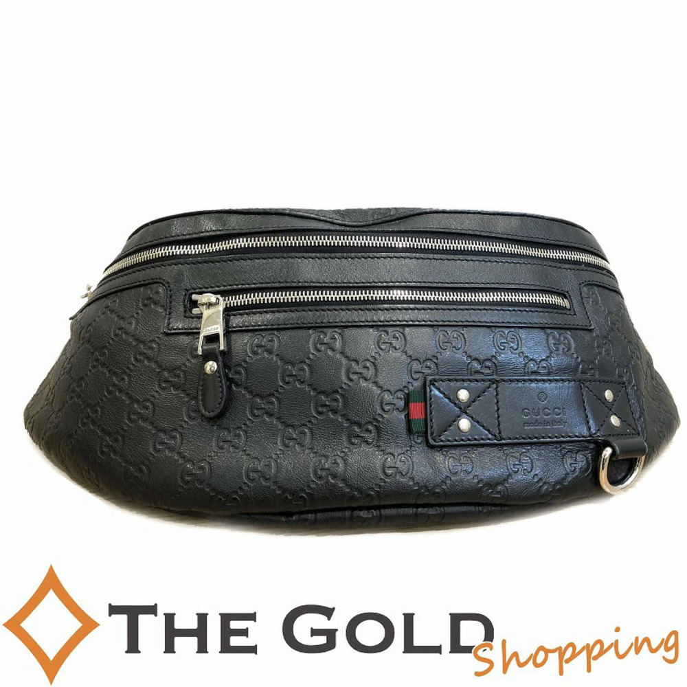 Gucci Guccissima Leather Sling Crossbody Bag Business Crossbody Bag Gold Black